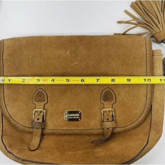 🛍️Lauren Ralph Anaville nutmeg leather suede saddle 💼 bag 🎀Purse - Picture 5 of 14